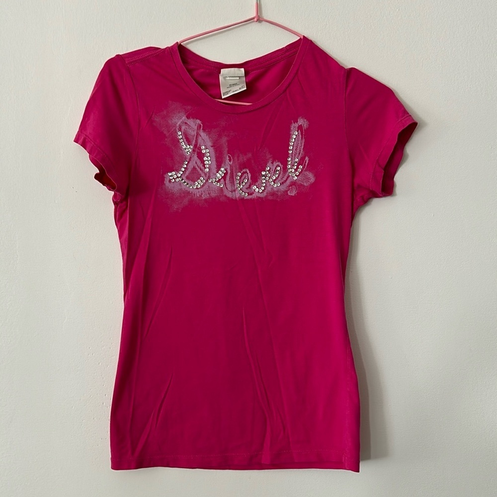 DIESEL pink logo tee shirt for girls